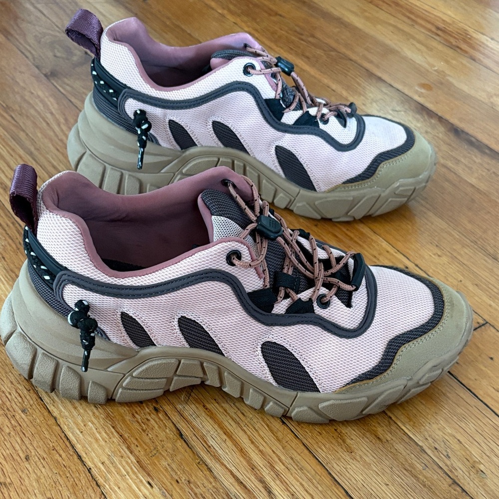 Zara Pink and Tan Chunky Lace-Up Sneakers